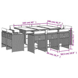11 Piece Garden Dining Set with Cushions Black Poly Rattan 3211207