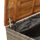 Garden Storage Box Grey 110x55x63 cm Poly Rattan Acacia Wood 366286
