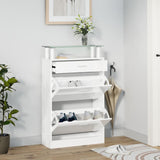 Shoe Cabinet High Gloss White 63x24x104 cm Engineered Wood 342566