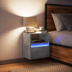 ZNTS Wall-mounted Bedside Cabinet with LED Lights Concrete Grey 3307981