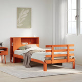 ZNTS Bookcase Bed without Mattress Wax Brown 90x190 cm Single Solid Wood Pine 3322738