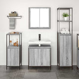 Bathroom Furniture Set with Shelf 3 pcs Grey Sonoma and Black 3328397