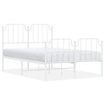 ZNTS Metal Bed Frame with Headboard and Footboard White 120x200 cm 373952