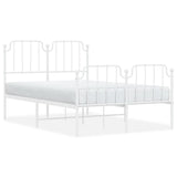 ZNTS Metal Bed Frame with Headboard and Footboard White 120x200 cm 373952