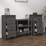 Sideboards 2 pcs Grey 40x35x80 cm Solid Wood Pine 813744