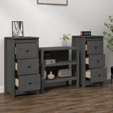 Sideboards 2 pcs Grey 40x35x80 cm Solid Wood Pine 813744