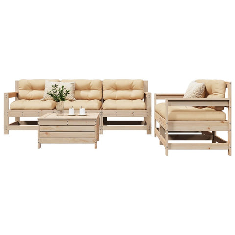 ZNTS 6 Piece Garden Sofa Set Solid Wood Pine 3250820