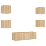 5 Piece TV Wall Cabinets with LED Lights Sonoma Oak 3216862
