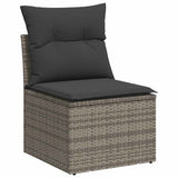 6 Piece Garden Sofa Set with Cushions Grey Poly Rattan Acacia 3327700