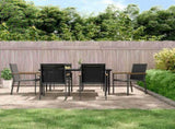 7 Piece Garden Dining Set Black Textilene and Steel 3187038