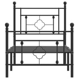 Metal Bed Frame without Mattress with Footboard Black 75x190cm 374347