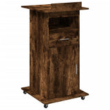 Lectern with Wheels & Drawer Smoked Oak 55x55x107 cm Engineered Wood 848028