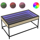 ZNTS Coffee Table with Infinity LED Sonoma Oak 90x50x41 cm 847688