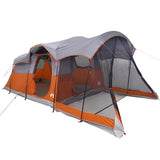 Family Tent Tunnel 8-Person Grey and Orange Waterproof 94787