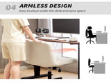 Armless Office Chair No Wheels, Linen Fabric Criss Cross Legged Desk Chair with Wide Seat, Thick T3398P377851