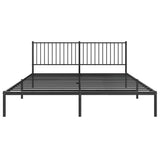 Metal Bed Frame without Mattress with Headboard Black 183x213cm 350869