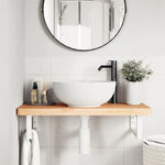Basin Shelf Wall Mounted Steel and Solid Wood Beech 3302372