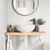 Basin Shelf Wall Mounted Steel and Solid Wood Beech 3302372