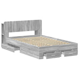 Bed Frame with Storage Grey Sonoma 120 x 190 cm Engineered Wood 3433736