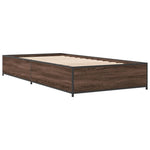 ZNTS Bed Frame Brown Oak 90x190 cm Single Engineered Wood and Metal 845120