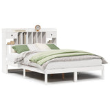 Bookcase Bed without Mattress White 150x200 cm King Solid Wood Pine 3321629