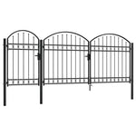 ZNTS Garden Fence Gate with Arched Top Steel 2.25x4 m Black 144369