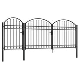 ZNTS Garden Fence Gate with Arched Top Steel 2.25x4 m Black 144369