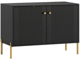 Sideboard Buffet Cabinet, Coffee Bar Cabinet with Fluted Doors and Adjustable Shelf, Black T3398P552581