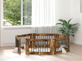 Foldable Dog Gate with Stands 6 pcs Smoked Oak 482 cm 892141