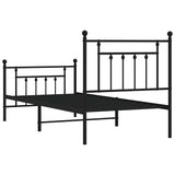 Metal Bed Frame without Mattress with Footboard Black 90x190cm 353547