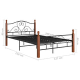 Bed Frame Black and natural oak Powder-coated metal, solid oak wood 324934
