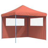 Foldable Party Tent Pop-Up with 2 Sidewalls Terracotta 4004926