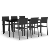 Garden Dining Set Black Powder-coated steel, tempered glass, plastic 3099267