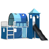 Bunk Bed without Mattress with Slide and Curtains Blue 90x190 cm Single 3284183