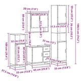 ZNTS 4 Piece Bathroom Furniture Set Grey Sonoma Engineered Wood 3301228