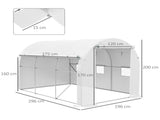 296 x 196cm Steel Frame Polytunnel Greenhouse - White T3398P323768