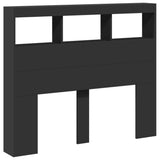 Headboard Cabinet with LED Black 120x17x102 cm 839190