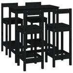 5 Piece Bar Set Black Solid Wood Pine 3124706