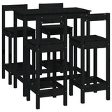 5 Piece Bar Set Black Solid Wood Pine 3124706
