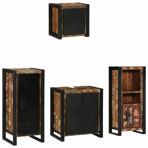 Bathroom Furniture Set 4 pcs Multicolour Solid Reclaimed Wood 3305643