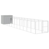 Dog House with Run Light Grey 214x1273x181 cm Galvanised Steel 3189130