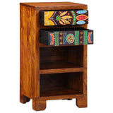 Floral End Table with Drawer with Storage Brown 40 x 35 x 75 cm 4016527