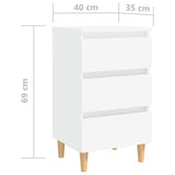 Bed Cabinet White Engineered wood, Solid eucalyptus wood 805887
