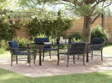 Garden Dining Set with Cushion 5 pcs Grey and Black Rattan 3380249