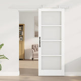 Sliding Door ORKDAL White 78 x 202 cm Solid Pine Wood and Glass 3332048