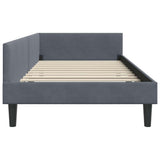 Corner Bed Frame with Headboard Dark Grey 90 cm x 190 cm Velvet 42016145