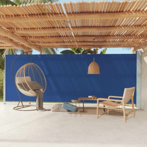 ZNTS Patio Retractable Side Awning 200x600 cm Blue 317972