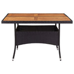 Outdoor Dining Table Black Poly Rattan and Solid Acacia Wood 46187