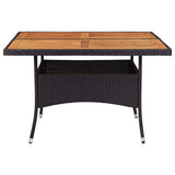 Outdoor Dining Table Black Poly Rattan and Solid Acacia Wood 46187