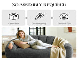 2 Seater Plush Bean Bag Sofa, Gray Shiny Silver Speck Oversized Lazy Couch, High Density Sponge T5592P539594